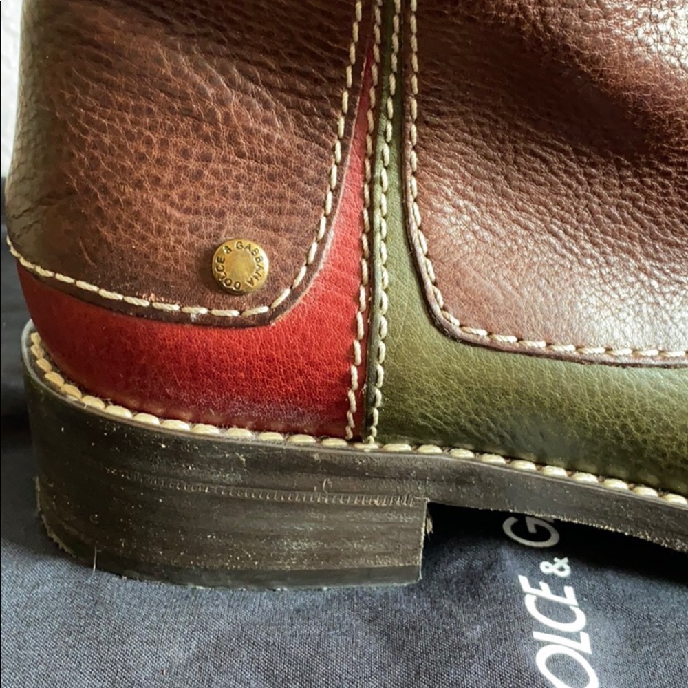 Dolce&Gabbana green, brown and red riding boots - Picture 10 of 14